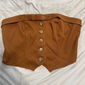 Cider Button-Up Strapless Top